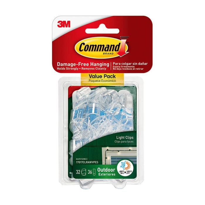 Command Outdoor Light Clips 17017CLRAWVPES Clear, Pack of 32 10285