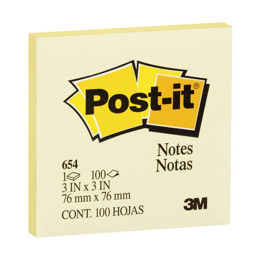 Post-it Notes Yellow 654-1 76x76mm 100 sheet pads-Marston Moor