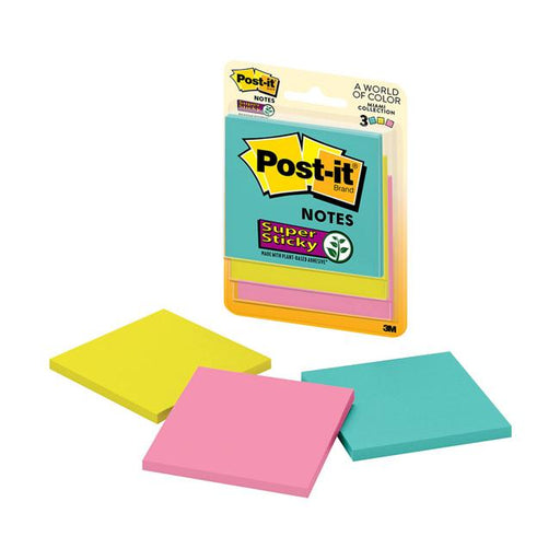 Post-it Super Sticky Notes 3321-SSMIA 76x76mm Miami Pack of 3-Marston Moor