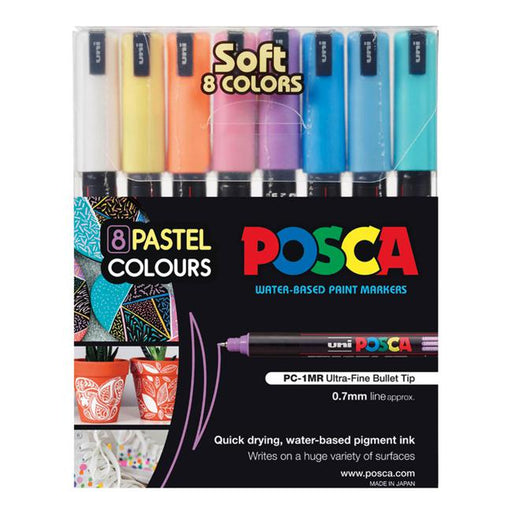 Uni Posca Marker 0.7mm 8 Piece Soft Colours PC-1MR-Marston Moor