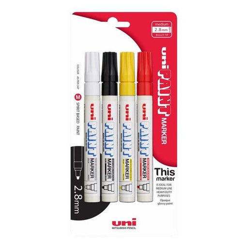 Uni Paint Marker 2.8mm Bullet Tip 4 Pack Colours PX-20-Marston Moor