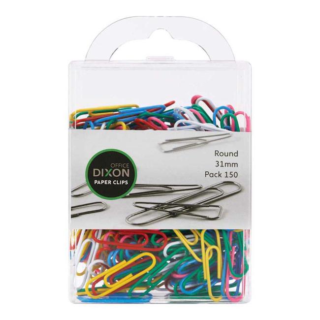 Dixon Paper Clips 31mm Round Coloured Pack 150