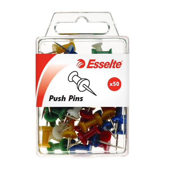 Esselte push pins assorted pk50