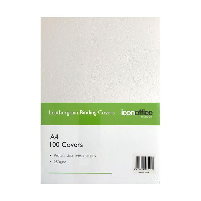 Icon Binding Covers A4 White 250gsm Pack 100