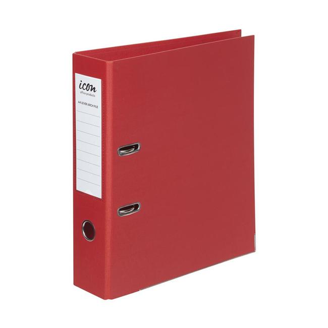 Icon Lever Arch File A4 Linen Red