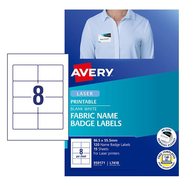 Avery Label Fabric Badge 80 Pack