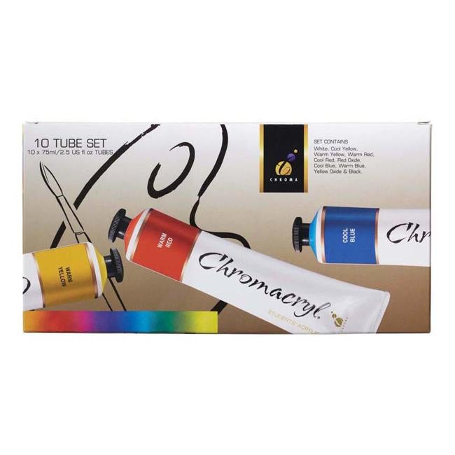 Chromacryl  Acrylic Paint Student 10 X 75ml Set