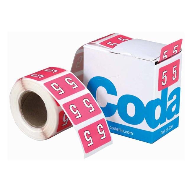 Codafile Label Numeric 5 25mm Roll 500