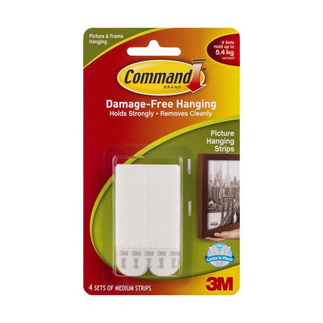 Command Picture Hanging Strips 17201 Medium White Pack of 4 Sets