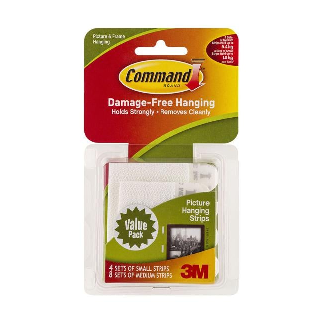 Command Picture Hanging Strips 17203 Assorted White Pack of 12