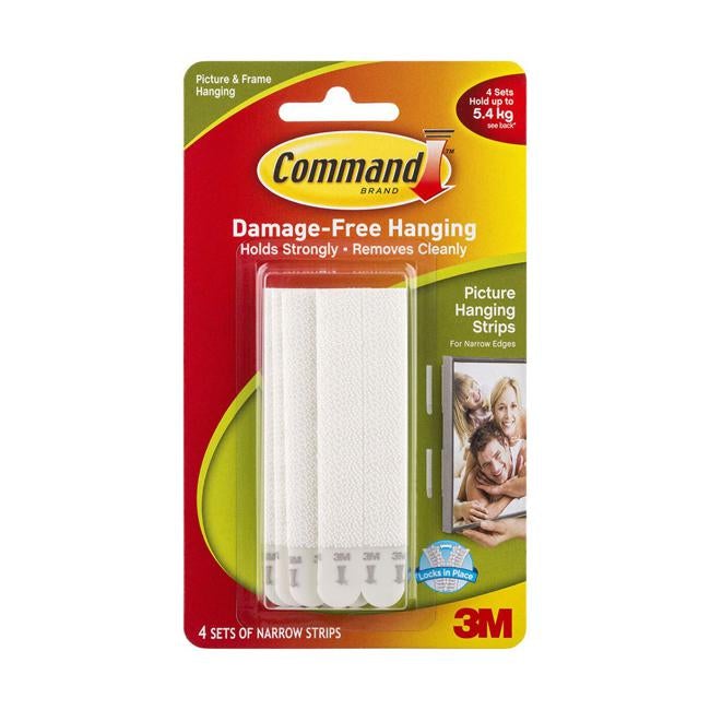 Command Picture Hanging Strips 17207 Narrow White Pack of 4