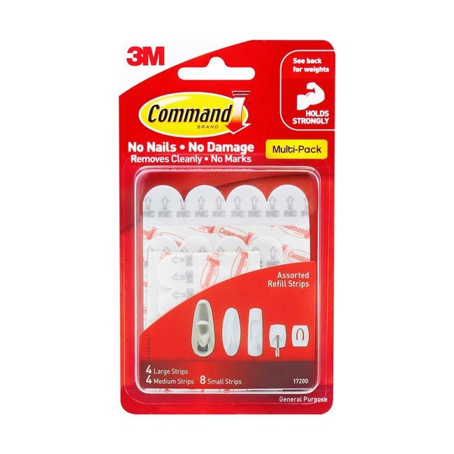 Command Refill Strips 17200 Assorted White Pk/16