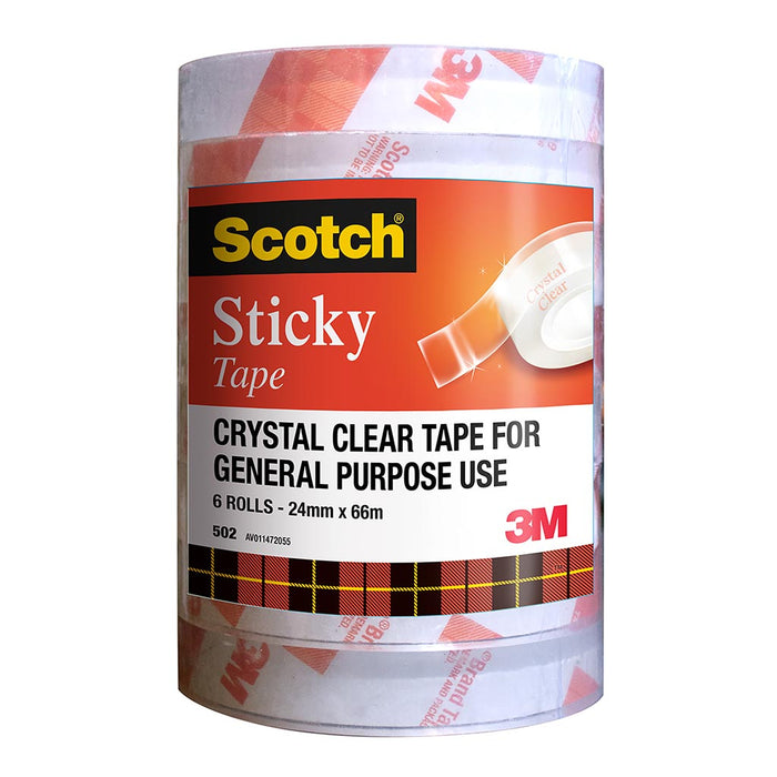 Scotch Sticky Tape 502 24mm x 66m, Pack of 6