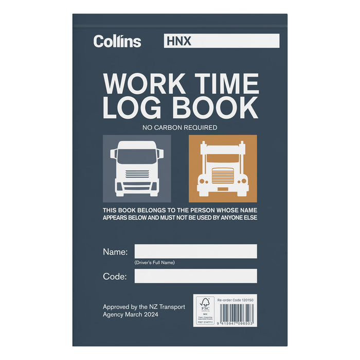 Collins Log Book Work Time A5 Triplicate