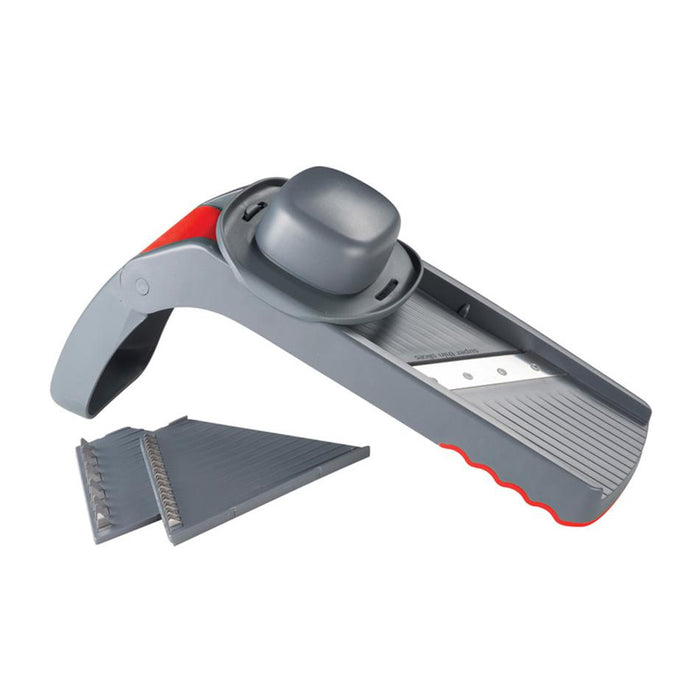 Avanti Folding Mandolin Slicer With 5 Cutting Blades And Storeage Box - Grey / Red 1