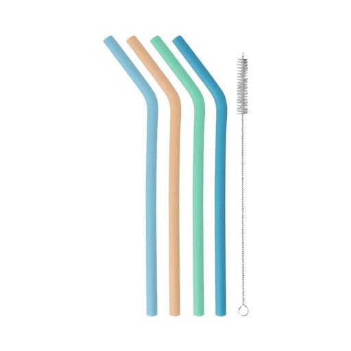 Avanti Silicone Straws With Cleaning Brush - Set Of 4 14913 1