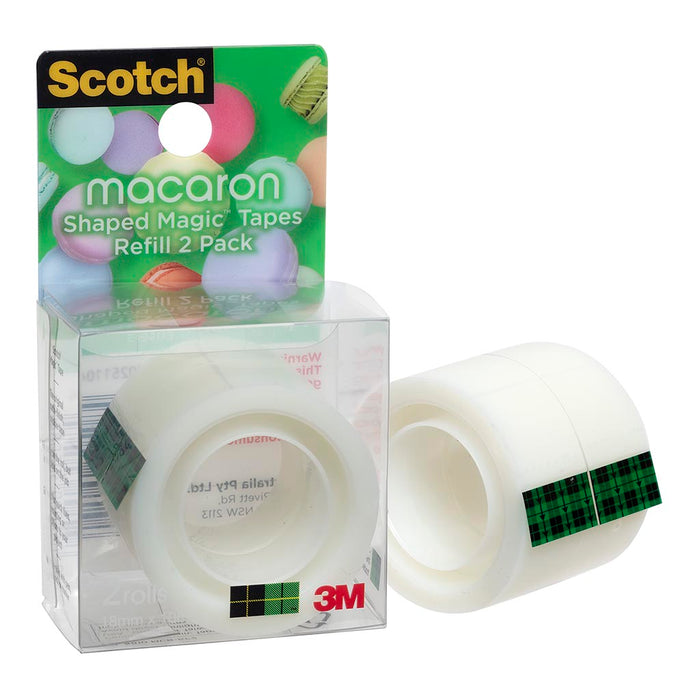 Scotch Magic Tape Macaron Dispenser 810 MCR-RF2 Refills 2PK 18 mm x 10m