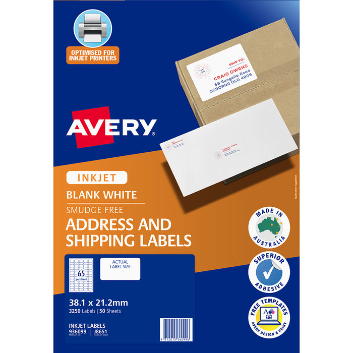 Avery Label J8651-50 Inkjet 50 Sheets