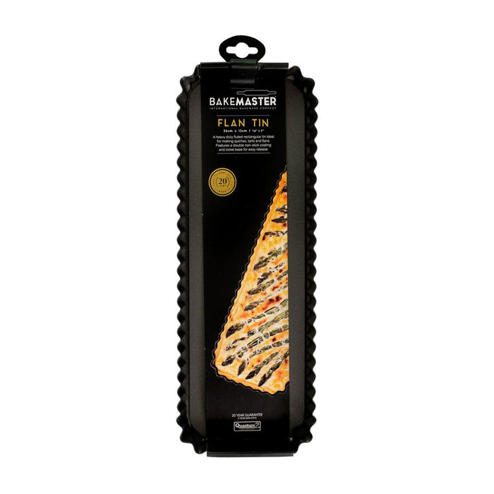 Bakemaster Loose Base Fluted Rectangular Flan/Quiche Pan, 36 X 13 X 3.5Cm - Non-Stick 3