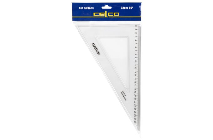 Celco 60 degree set squares 32cm clear
