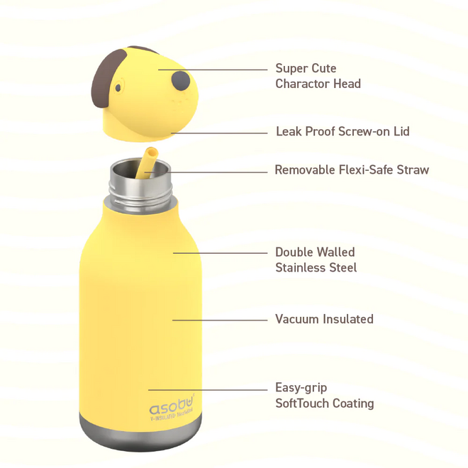 Asobu Bestie Dog Twin Wall Insulated Bottle 460ml Yellow