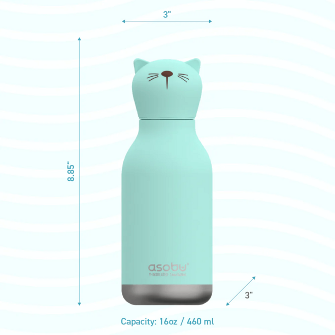 Asobu Bestie Cat Twin Wall Insulated Bottle 460ml Teal