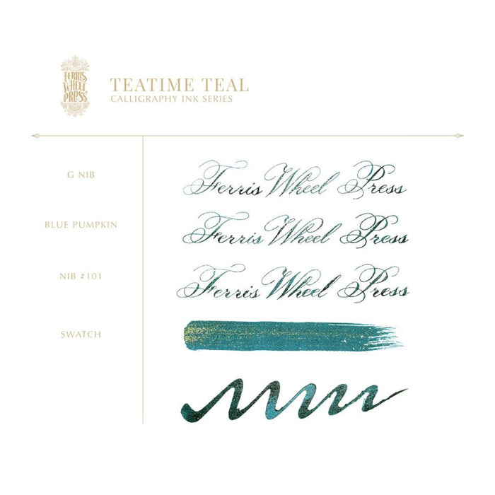 Acme Calligraphy Ink Teatime Teal 28ml - Gold Shimmer 1000022_4