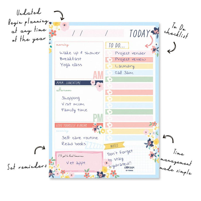Acme Carpe Diem Daily Planner Pad Floral 60 Sheets 1000176_3
