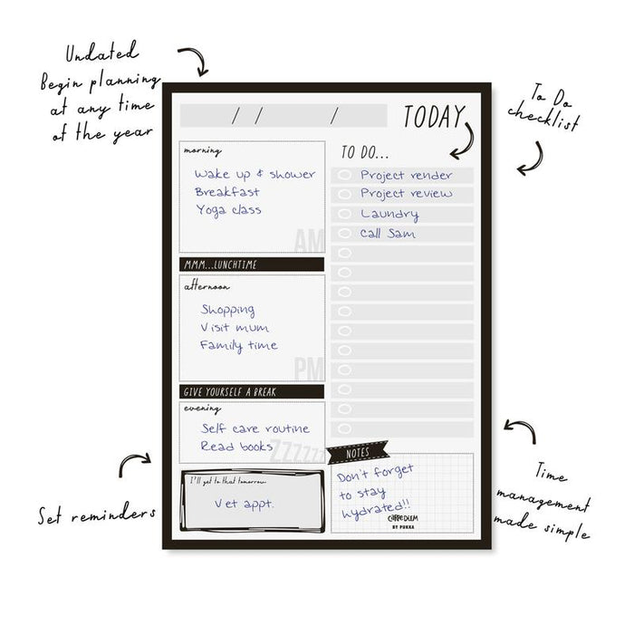 Acme Pukka Carpe Diem Daily Planner Pad Black 1000174_3