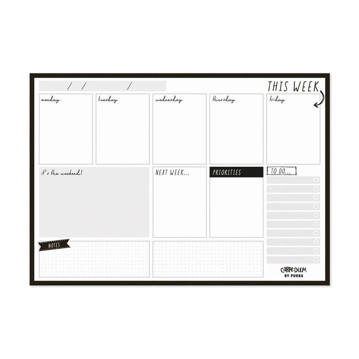Acme Pukka Carpe Diem Weekly Planner Pad Black 1000169_1