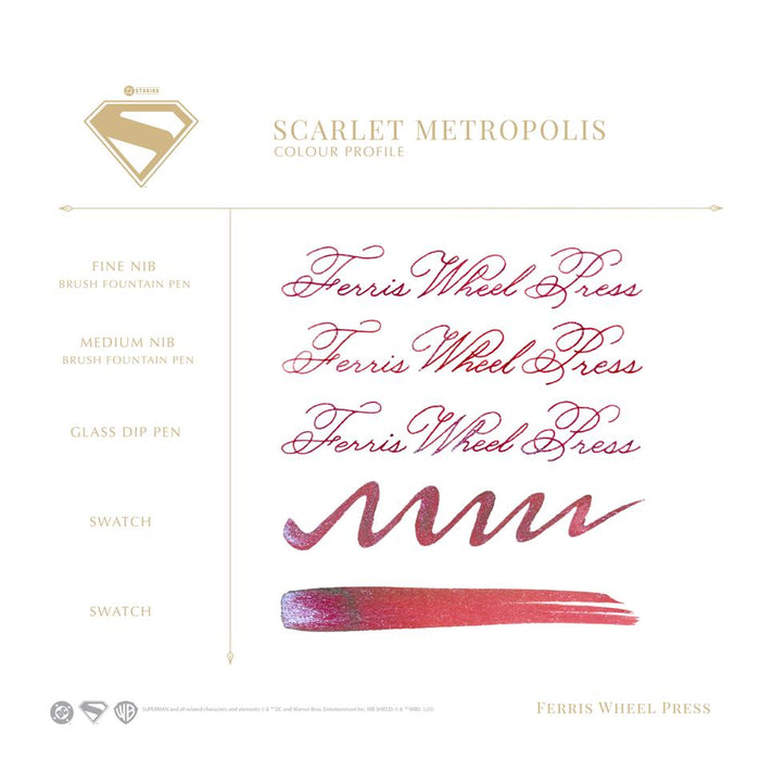 Acme Superman Scarlet Metropolis Fountain Pen Ink 10ml_3