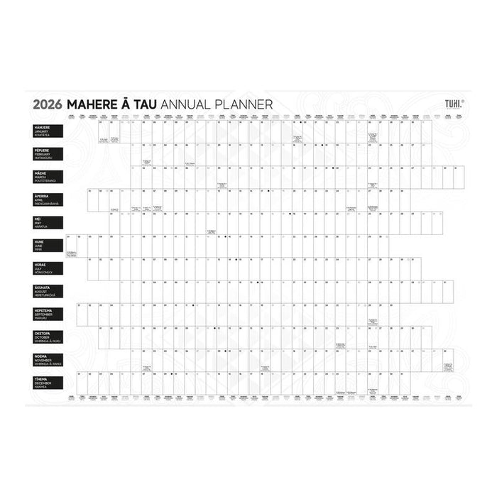Acme Tuhi Wall Planner Double Sided A2 Unlaminated Maori 2026 12447886_2