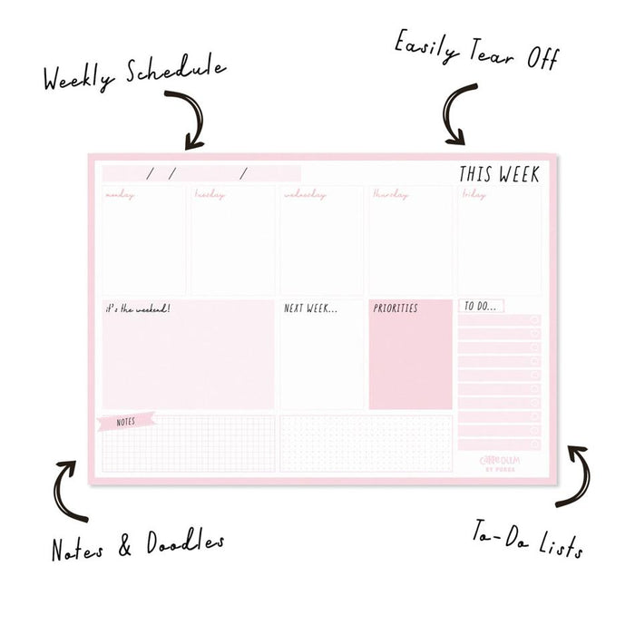 Acme Weekly Planner Pad Ballerina Pink 60 Sheets 1000170_3