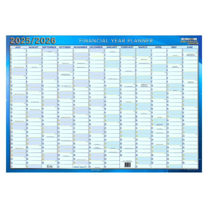 Acme Writeraze Wall Planner 500x700mm Laminated 202526_1