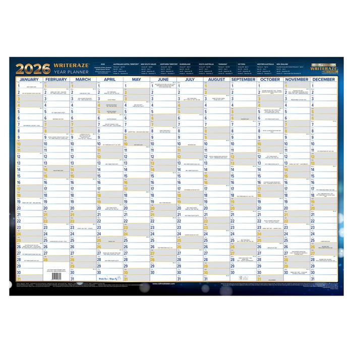Acme Writeraze Wall Planner 500x700mm Laminated 2026_1