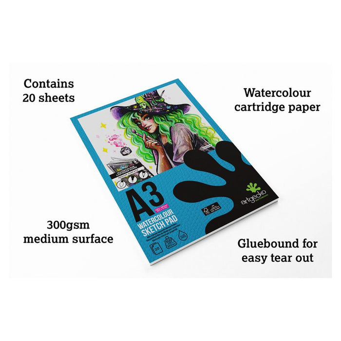 Artgecko A3 Pro Watercolour Sketchpad 300gsm 20 Sheets_3