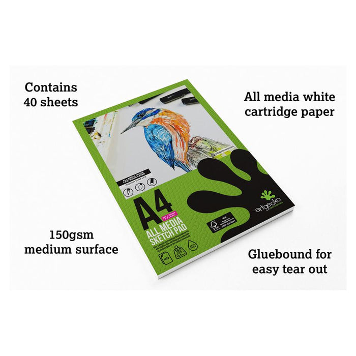 Artgecko A4 Pro Sketchpad 40 Sheets 150gsm White Paper GEC001_2
