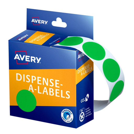 Avery 24mm Green Circle Labels Dispenser 500 Labels 937376_1