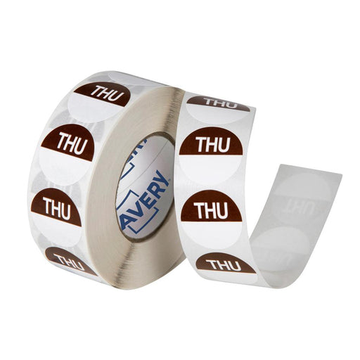 Avery 24mm Round Day Labels 1000 Roll BrownWhite 1002516_1