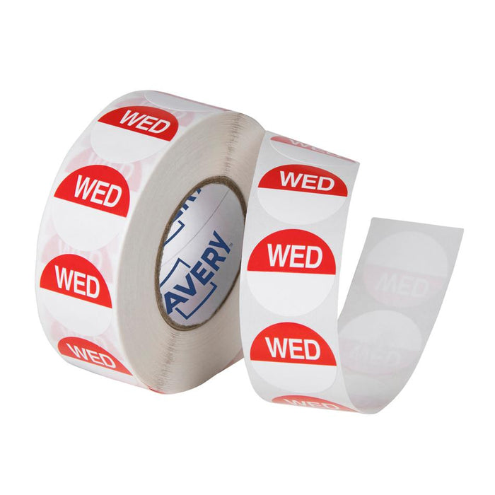 Avery 24mm Round Food Day Labels Red & White Roll 1000 pcs_1