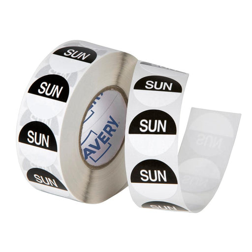 Avery 24mm Round Food Rotation Labels BlackWhite 1000 Roll_1