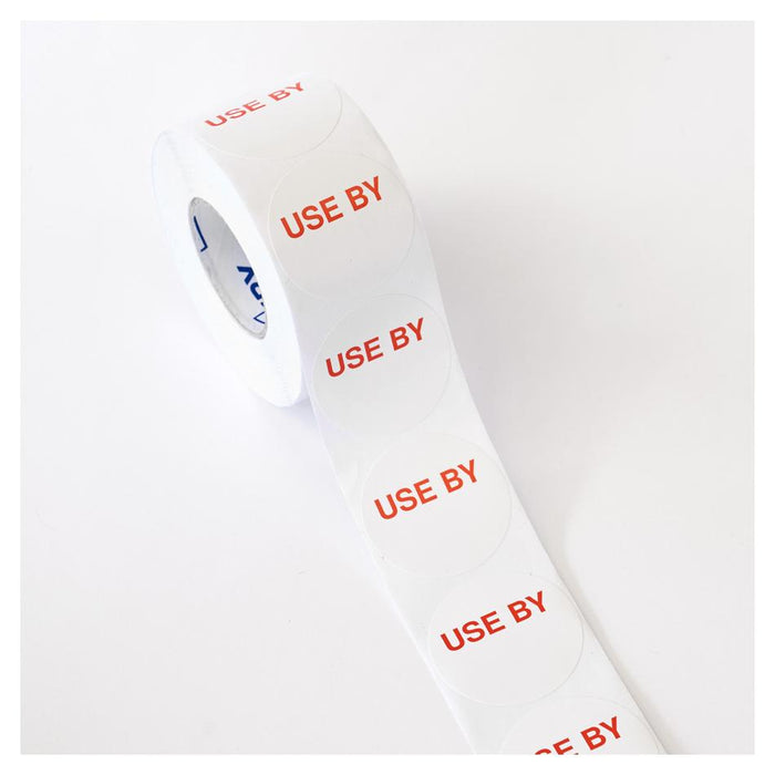 Avery 500 Round Use By Labels 40mm White Red 1002520_2