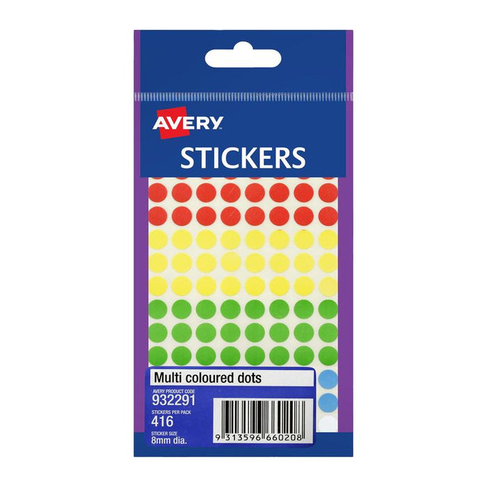 Avery 8mm Assorted Dot Stickers 416 Pack 239583_AM_1