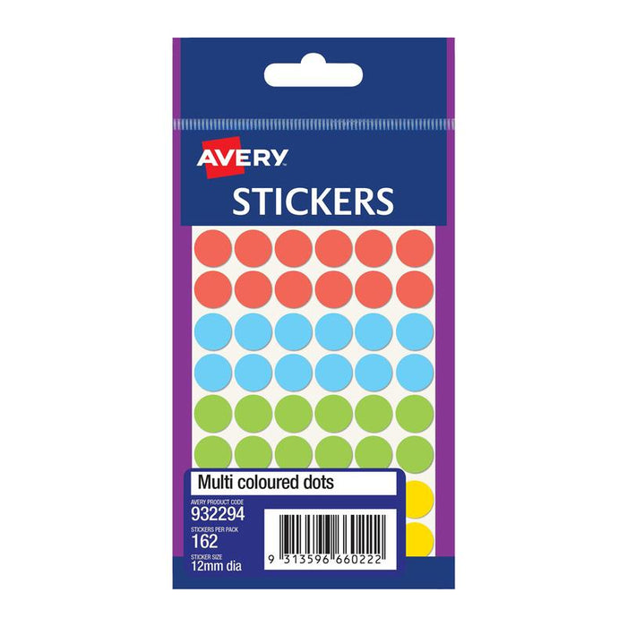 Avery Assorted 12mm Dot Stickers 162 Pack 239586_AM_1