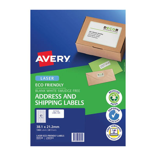 Avery Eco-Friendly Address Labels 38.1x21.2mm 65 Labels/Sht_1