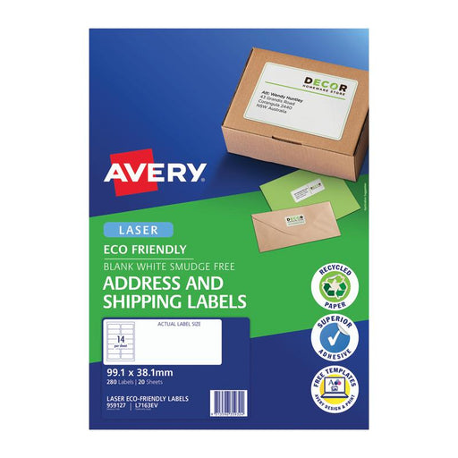 Avery Eco Friendly Address Labels 99.1x38.1mm 20 Sheets_1