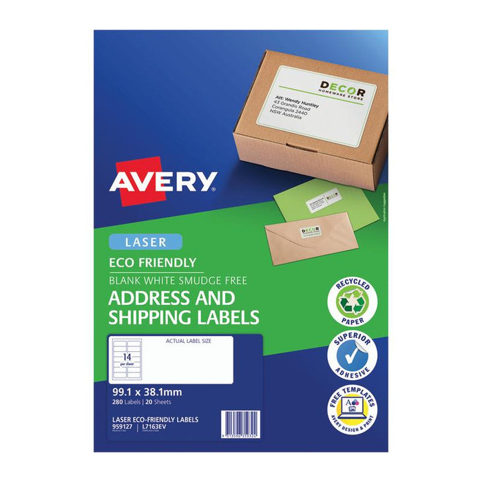 Avery Eco Friendly Address Labels 99.1x38.1mm 20 Sheets_1
