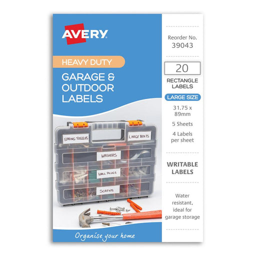Avery Heavy Duty Garage Labels 31x89mm 5 Sheets 238961_1