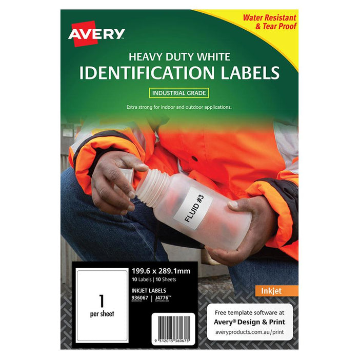 Avery Heavy Duty ID Labels 199.6x289.1mm 10 Sheets J4776_1