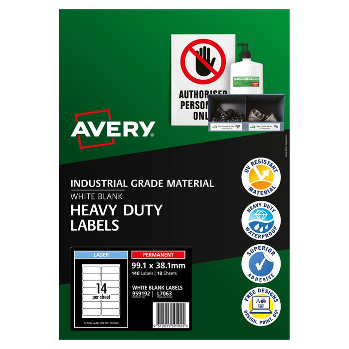 Avery Heavy Duty Laser Labels 99x38mm 10 Sheets L7063_1